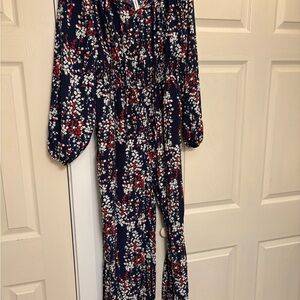 Chic Floral Print Jumpsuit in Navy